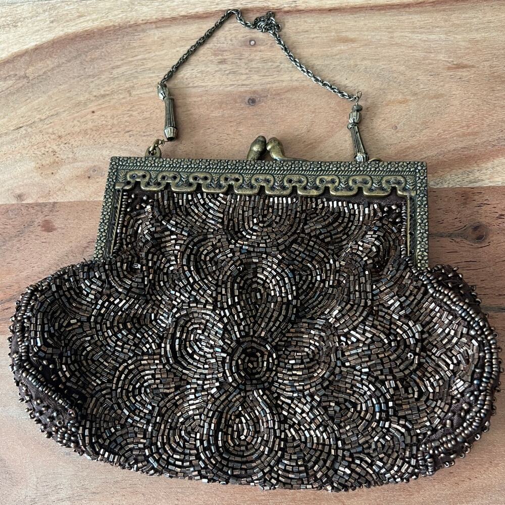 Christiana Victorian evening bag glass beaded cottage core purse clutch art deco
